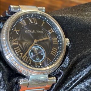 Michael Kors Silver and Black Roman Numeral Watch